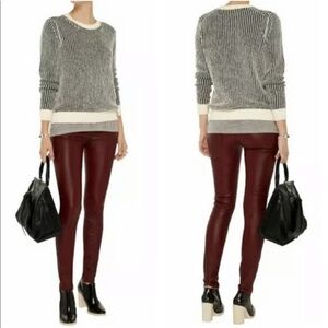 Current Elliott lamb leather stretch pants Ankle Skinny fig burgundy red